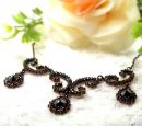 Original Bohemian three garnet drops necklace /L