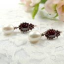 Original Bohemian garnet earrings with big freshwater pearls
