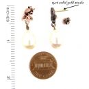 Bohemian garnet earrings with freshwater pearls w/14ctgold studs