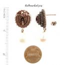 Oval Bohemian garnet earrings with big freshwater pearls