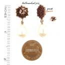 Bohemian garnet earrings with big freshwater pearl drops