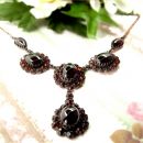 # Vintage garnet necklace w/4 oval cabouchons Victorian style