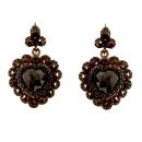 Beautiful garnet heart earrings w/ 14ct gold wires in Victorian style