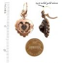 Beautiful garnet heart earrings w/ 14ct gold wires in Victorian style