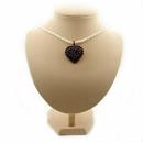 Large Bohemian garnet heart pendant on pearl chain