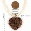 Large Bohemian garnet heart pendant on pearl chain