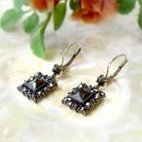 Bohemian garnet earrings Art Deco style w/14ct goldwires