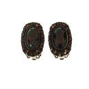 Oval bohemian garnet earclips
