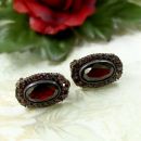 Oval bohemian garnet earclips