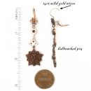 Long Bohemian garnet flower earrings w/14ctgold wires