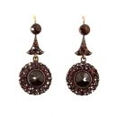 Bohemian garnet earrings with big round center stone //L