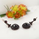 Bohemian garnet earrings with big round center stone //L