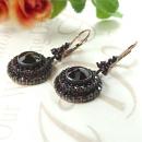Bohemian garnet earrings with round center garnet