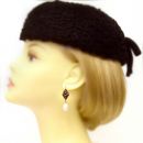 Bohemian garnet marquise shaped earrings with big pearls