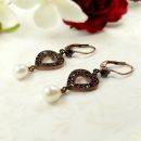 Bohemian garnet hearts & pearls earrings