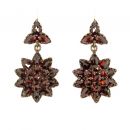 Vintage garnet flower earrings w/14ct gold wires Victorian style