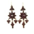 Vintage garnet flower earrings w/14ct gold wires // L