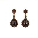 Vintage garnet round cab earrings w/14ct gold studs Victorian style //L
