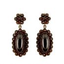 Vintage oval garnet cabouchon earrings w/14ct gold wires