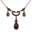 Vintage garnet pear facetted festoon necklace Victorian style //L