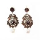 Austro Hungarian garnet earrings w/14ct gold wires and freshwater pearls
