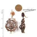 Austro Hungarian garnet earrings w/14ct gold wires and freshwater pearls