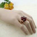 Vintage garnet flower ring in Victorian style // ГРАНАТ