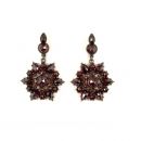 Vintage garnet snowflake earrings in Victorian style