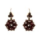 Vintage garnet flower earrings in Victorian style // L