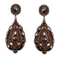 Impressive vintage garnet drop earrings w/14ct gold studs in Victorian style