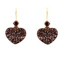 Original Bohemian dangling garnet heart earrings