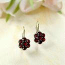 Cute Bohemian garnet flower earrings w/14ctgold wires 140WFL