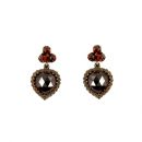 Garnet heart facetted earrings w/14ct gold studs in Victorian style