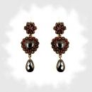 Vintage garnet heart cabouchon earrings w/14ct gold wires Victorian style/RUS