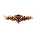Vintage hinged garnet bangle in Victorian style with Vienna engraving