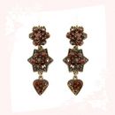 Vintage garnet stars&hearts earrings w/14ct gold wires Victorian style