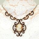 Bohemian garnet shell cameo necklace