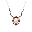 Bohemian garnet shell cameo necklace