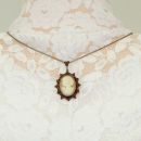 Bohemian garnet shell cameo necklace