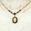 Bohemian garnet shell cameo necklace