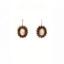 Bohemian garnet earrings with shell cameo