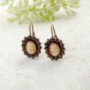 Bohemian garnet earrings with shell cameo