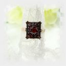Bohemian rectangular garnet ring in Art Deco style    ГРАНАТ 381EPK