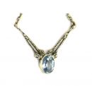 kleines Collier mit synth.oval Aquamarin + Markasit