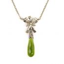 Schleifencollier mit imit.Peridot Briolette + Perlchen + Markasit