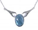 zierliches Collier mit imit. oval Aquamarin + Markasit