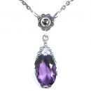 Collier mit imit. oval Amethyst + Markasit