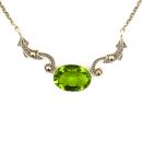 Collier mit imit. oval Peridot + Markasit