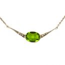 Collier mit imit. oval Peridot + Markasit
