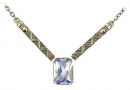 zierliches Collier mit synth.Aquamarin + Markasit